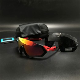 Oakley Flight Jacket Black With Red-Dark Red-Gray And Clear Lens