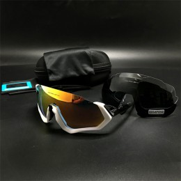 Oakley Flight Jacket White With Black-Prizm Blue-Gray And Clear Lens